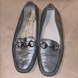 Silver Gucci Loafers Vintage Used